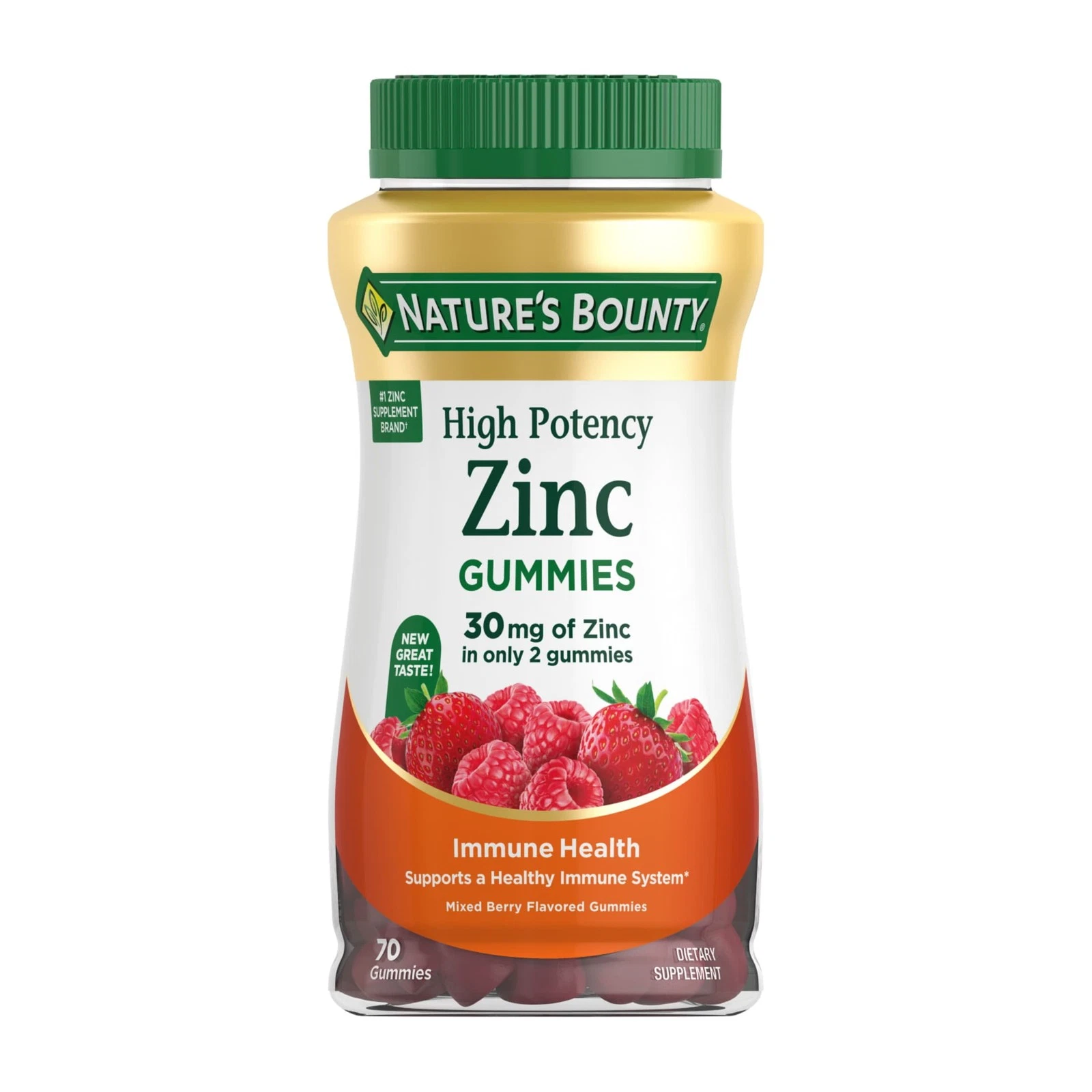 Nature's Bounty Immune Support Zinc Gummies Mixed Berry Flavor 30mg 70 Count