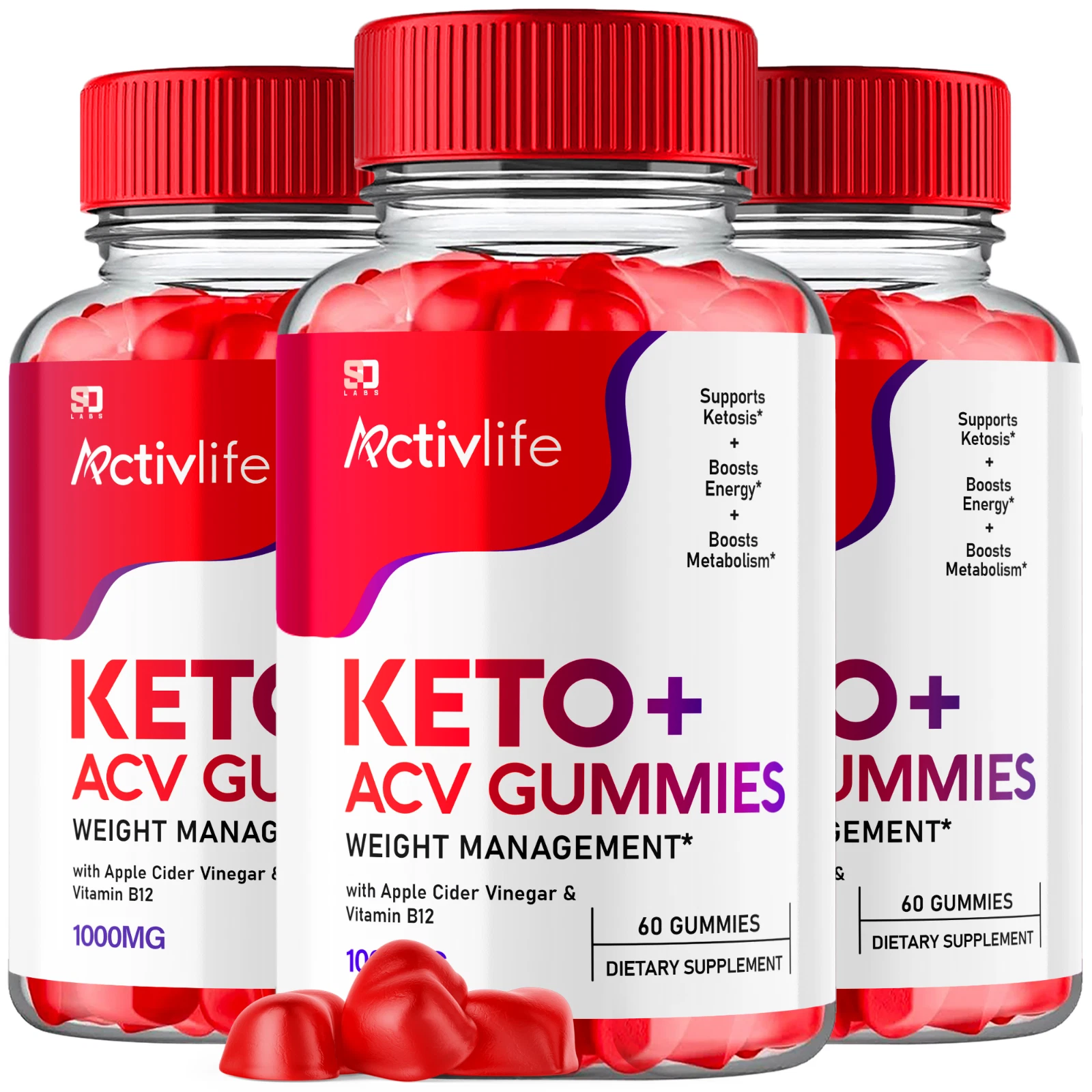 (3 Pack) Activlife Keto Gummies, Activlife ACV Gummies Weight Loss (180 Gummies)
