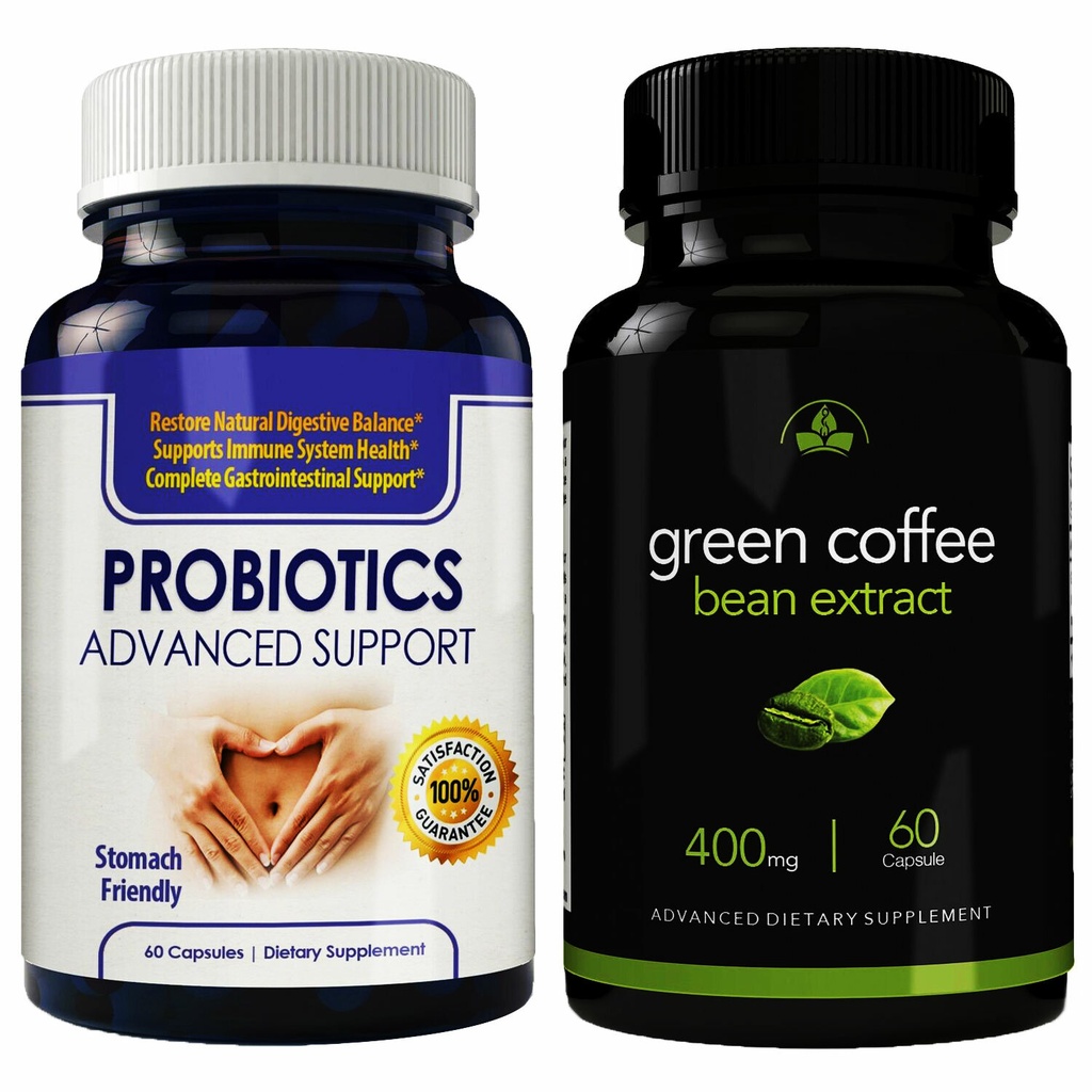 Probiotic Digestive Support & Green Coffee Bean Weight Loss Fat Burn Capsules