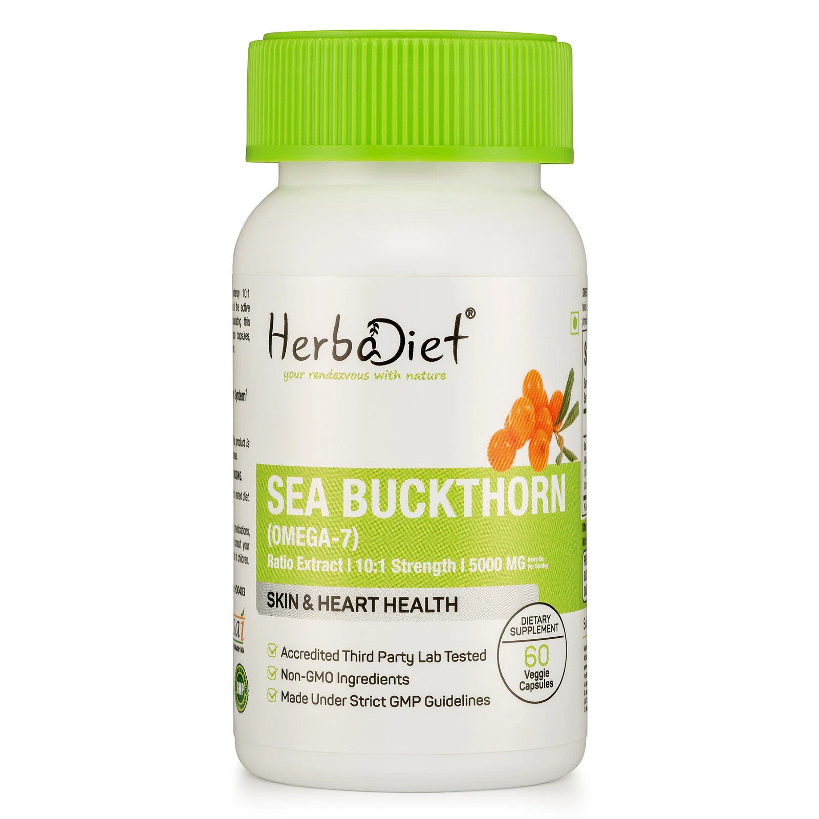 Sea Buckthorn 10:1 Extract Capsules Rich in Omega 7 Weight Loss Skin & Beauty