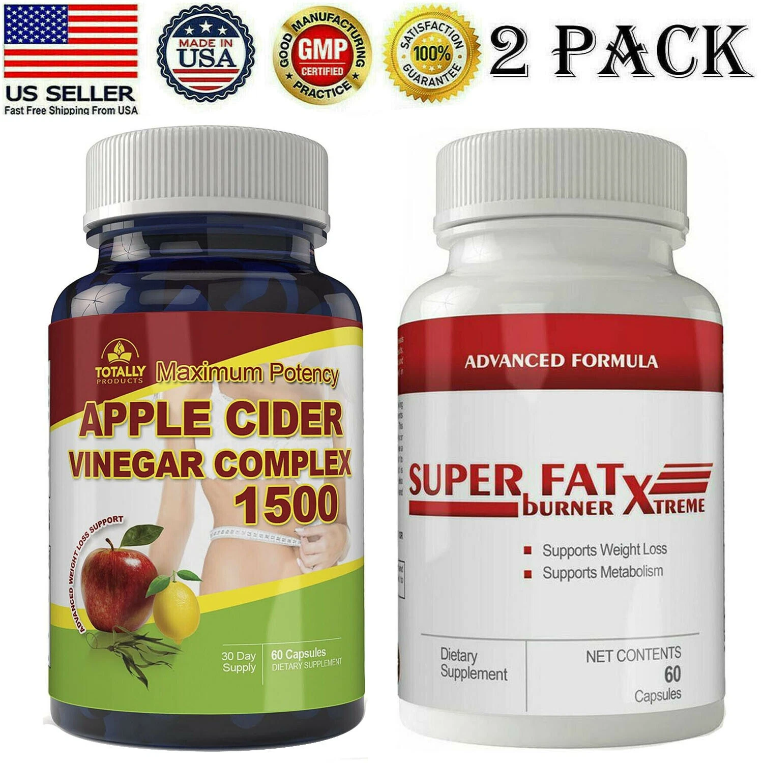 Apple Cider Vinegar & Super Fat Burner Supports Weight Loss Dietary Supplements