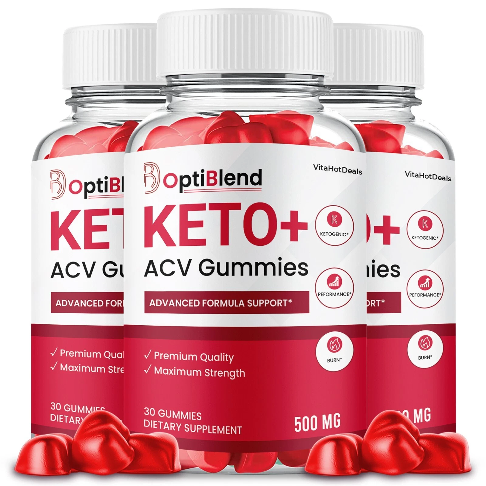 OptiBlend Keto ACV Gummies, Max Strength Formula, Opti Blend Keto (3 Pack)