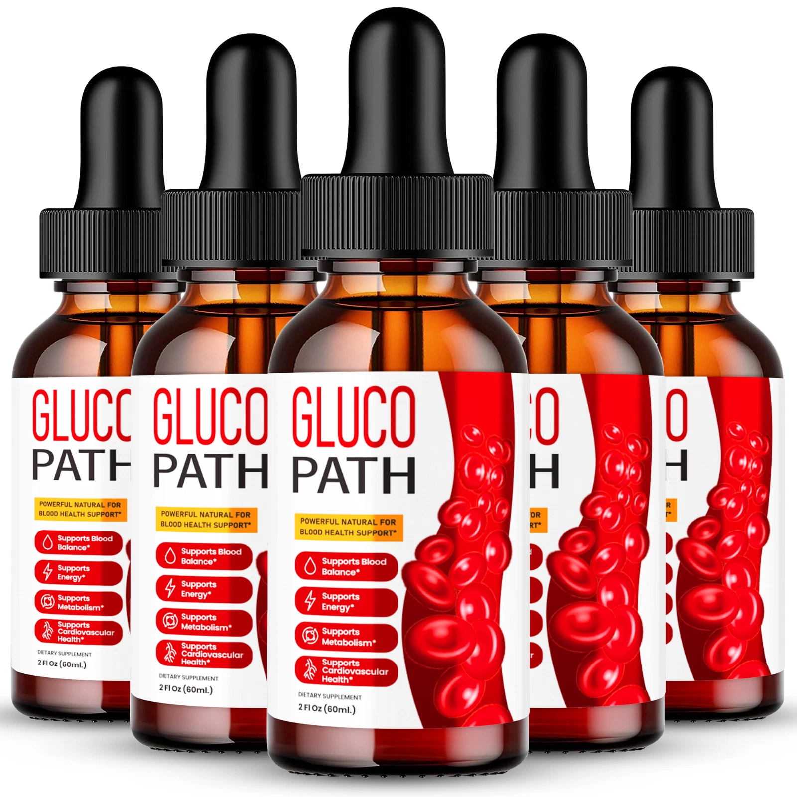 ( 5 Pack) Glucopath Drops, Gluco Path Drops, Glucopath Blood Support Supplement