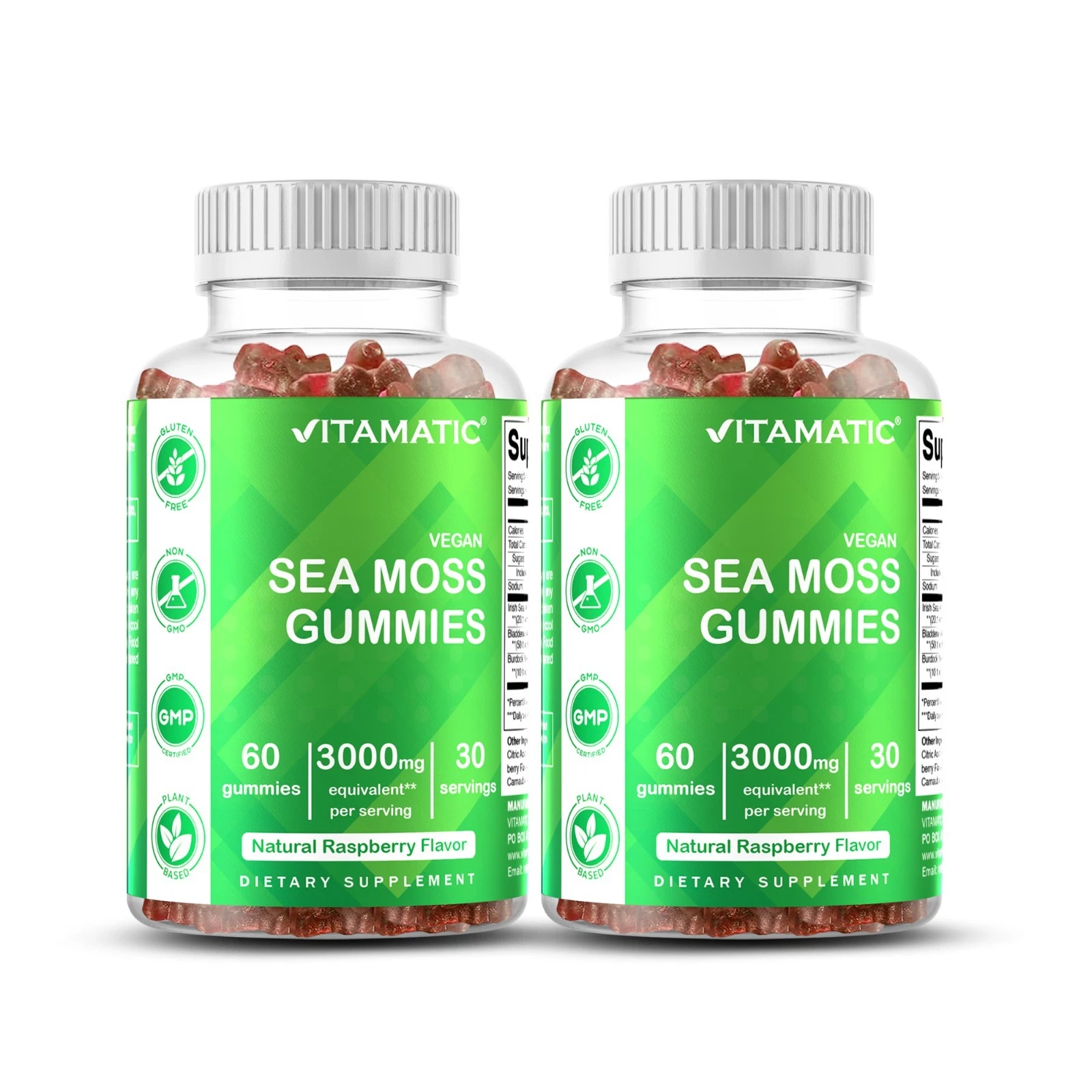 2 Pack Vitamatic Irish Sea Moss Gummies - 3000 mg - 60 Vegan Gummies