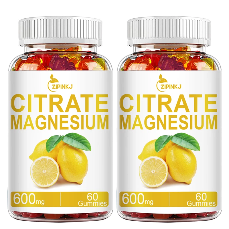 2 Pack ZIPINKJ Magnesium Citrate Gummies 600mg per Serving - 60 Vegan Gummies