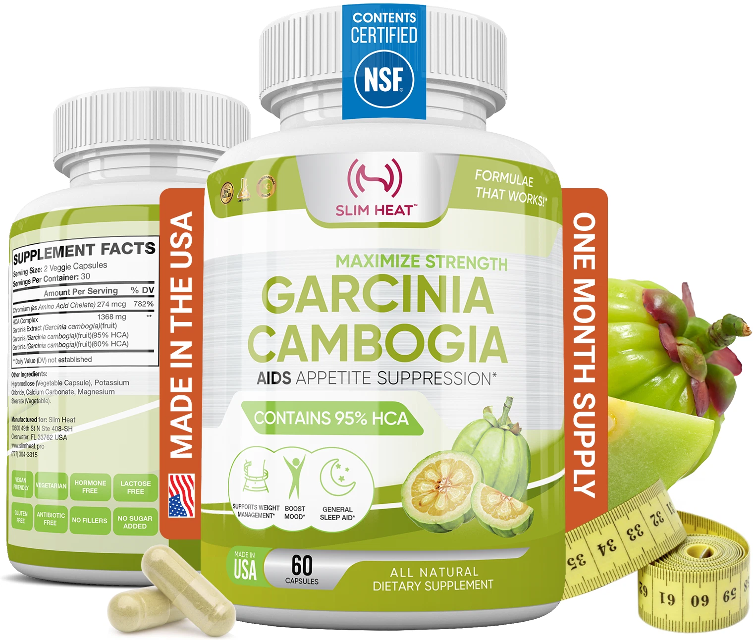 100% Pure Garcinia Cambogia Extract with 95% HCA Manage Food Cravings Diet Pills