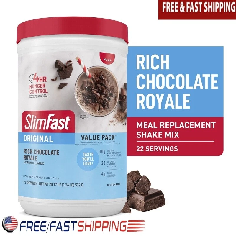Meal Replacement Shake Mix Rich Chocolate Protein Fiber Gluten Free 22 Servings