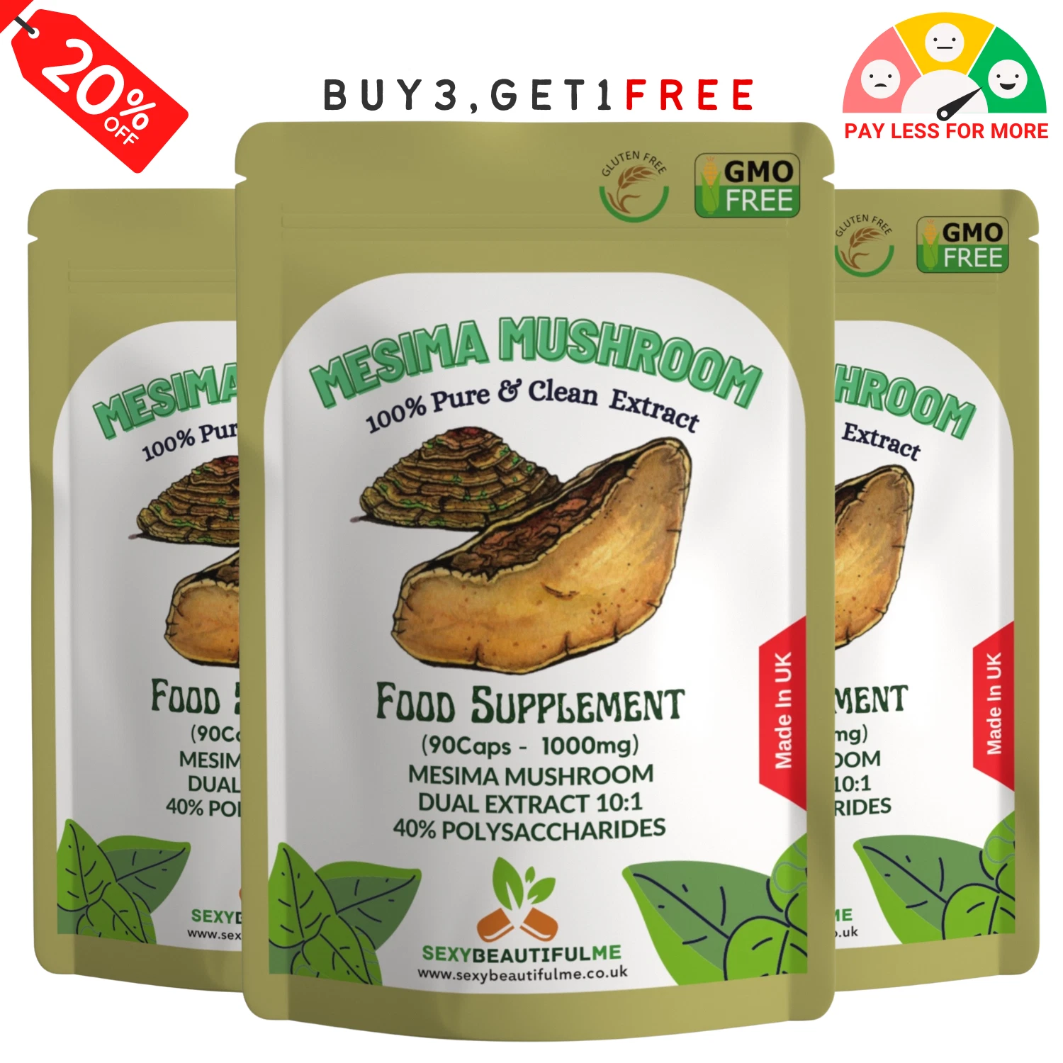 Mesima Mushroom Capsules 10000mg-(140 mg Polysaccharide)-Prostate & Liver Health