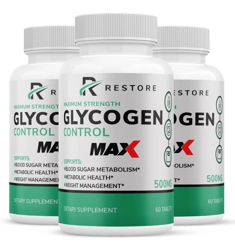 Restore Glycogen MAX Control Blood Capsules, Blood Sugar Control Pills (3 Pack)