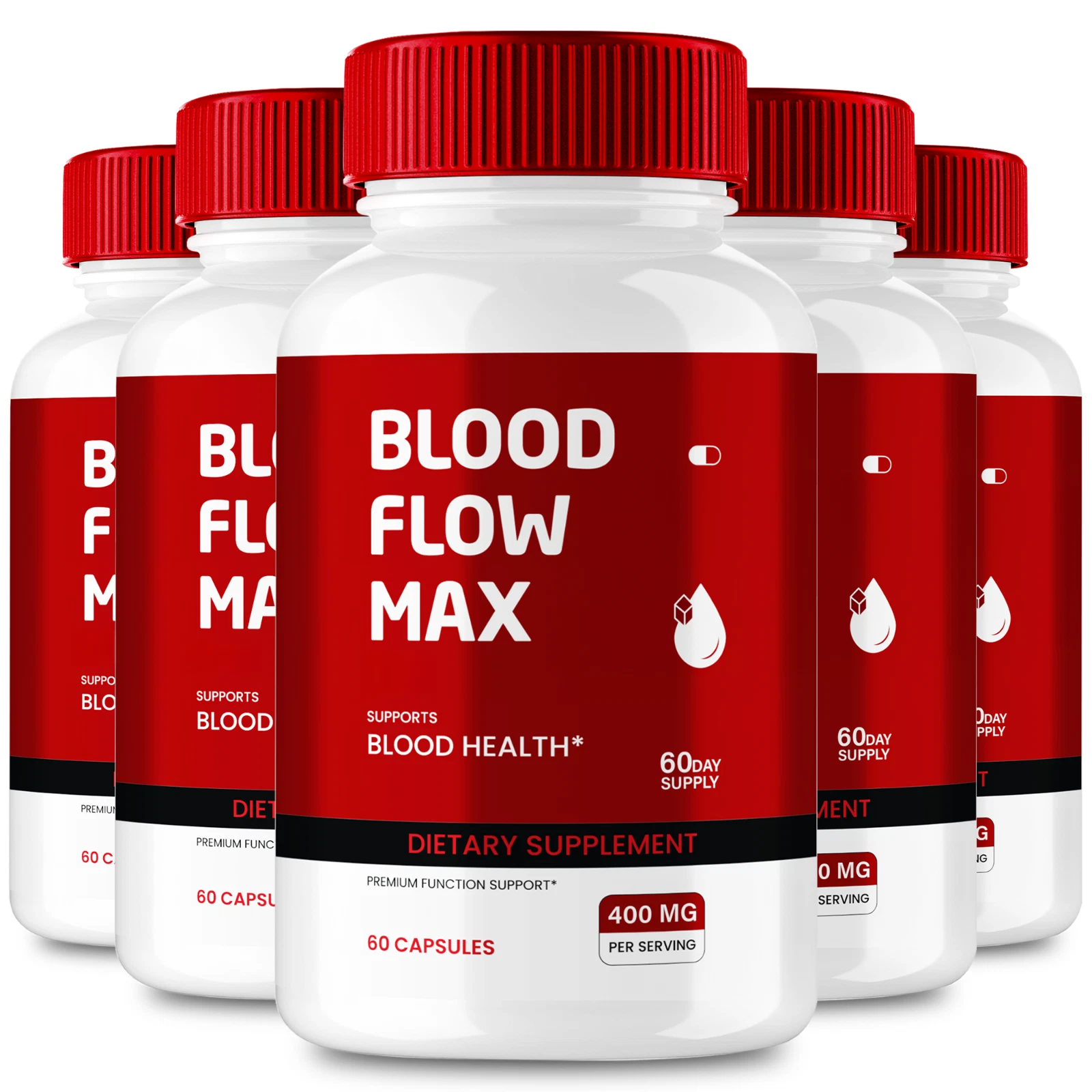 (5 Pack) Blood Flow Max Capsules, Blood Support Supplement Pills (300 Capsules)