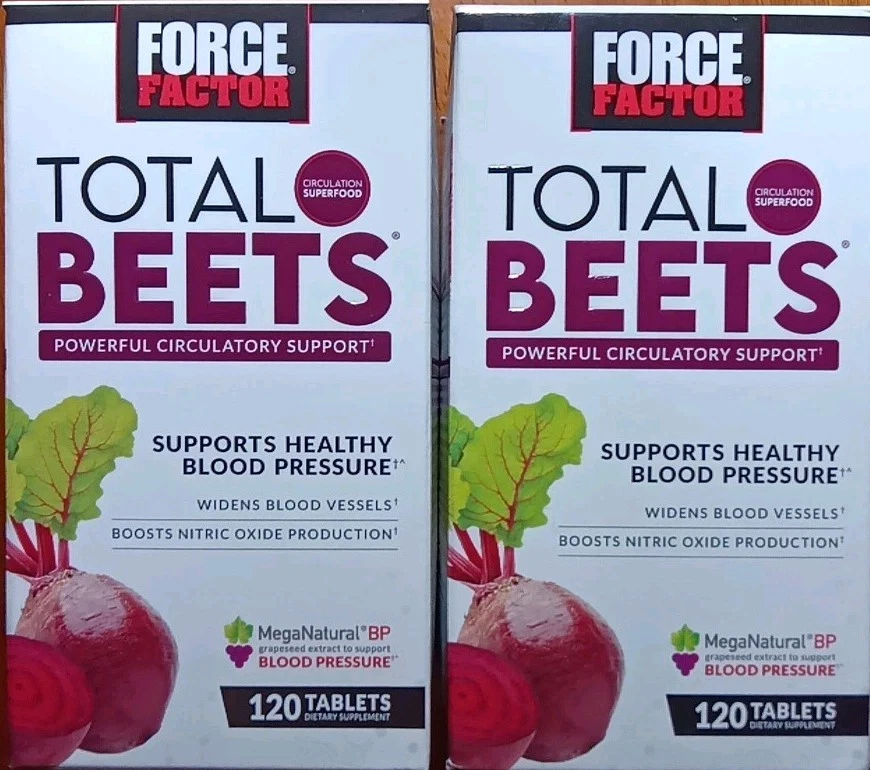2 FORCE FACTOR TOTAL BEETS BLOOD PRESSURE SUPPORT SUPPLEMENT 120 X2 240 TABLETS!