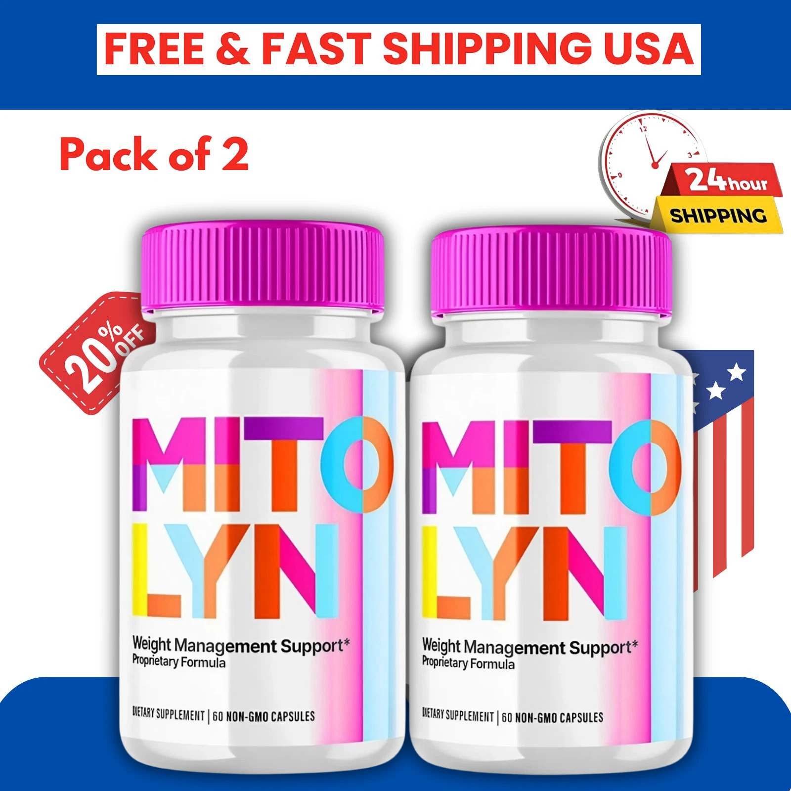 (2 Pack) Mitolyn Advanced Weight Loss Support Mito Lyn Maximum Strength 120ct
