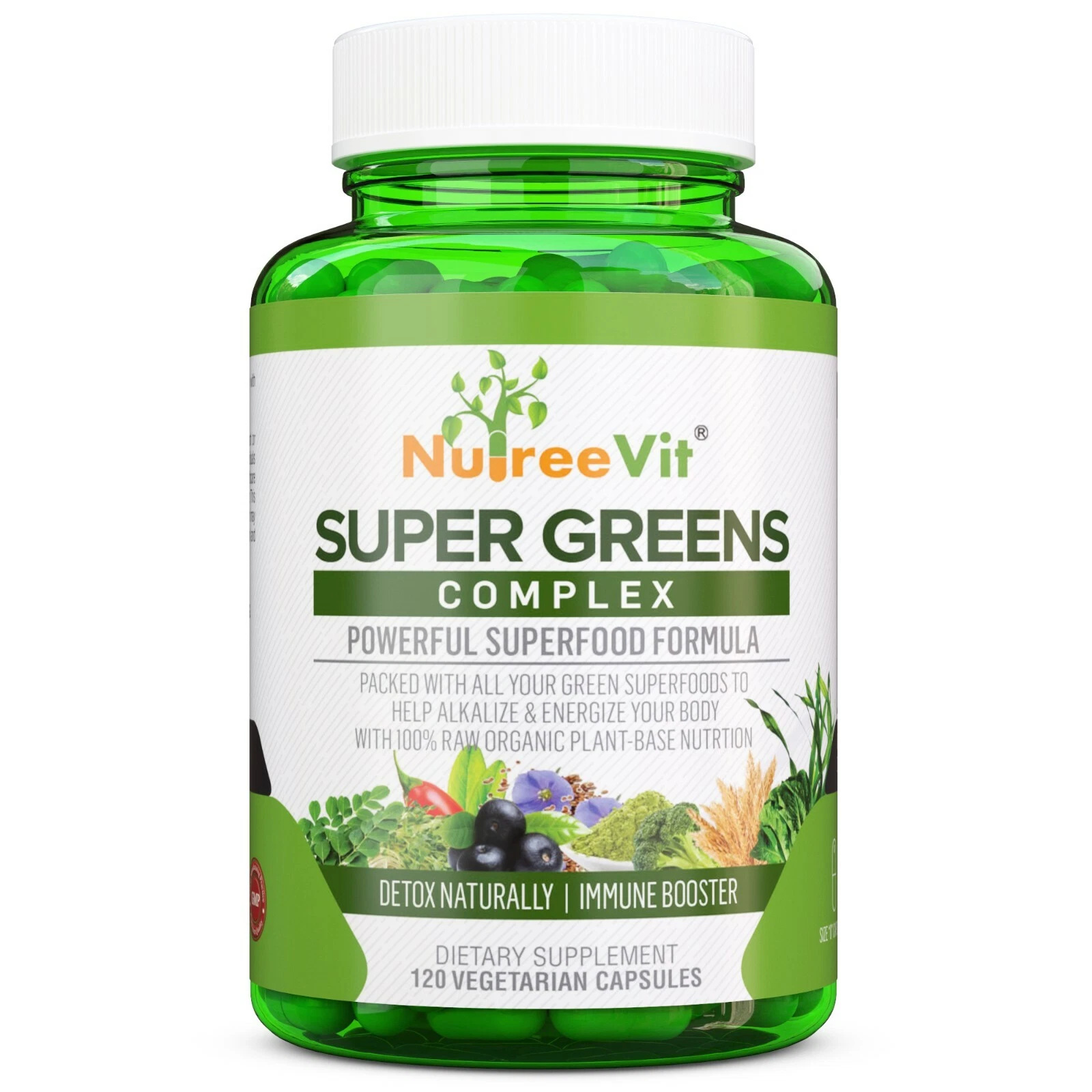 SuperGreens - Spirulina, Chlorella, Wheatgrass + More - Energy & Immune Booster