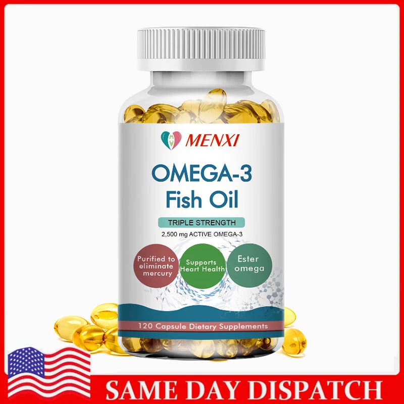 120pcs Omega 3 6 9 Capsules Fish Oil 2500mg High Strength EPA DHA Flaxseed Pills