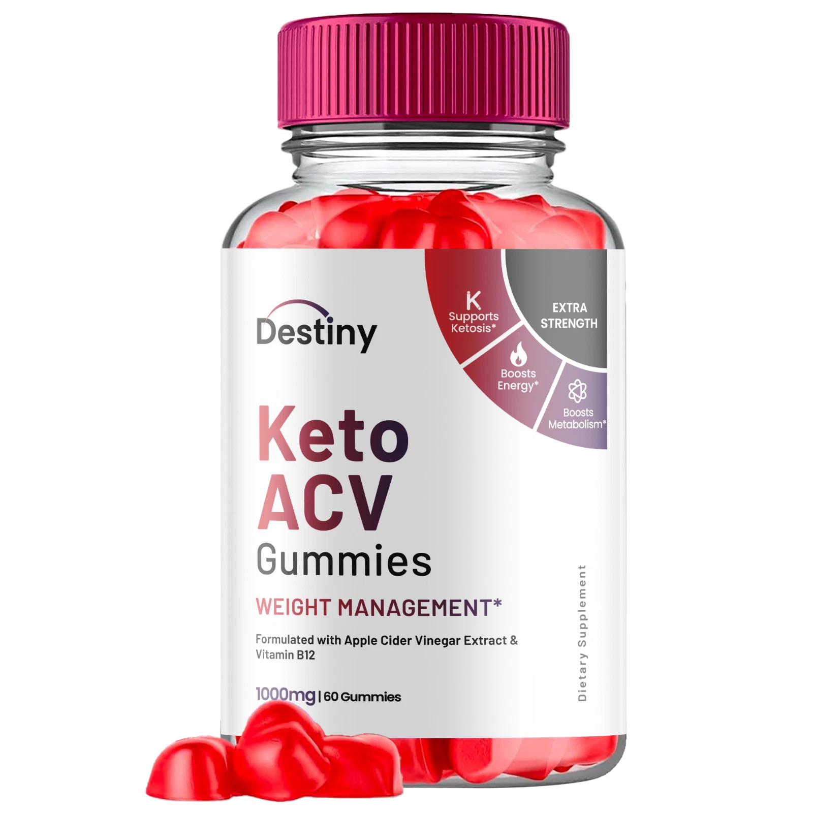 Destiny Keto ACV Gummies for Weight Loss, Fat Burning, and Energy (60 Gummies)