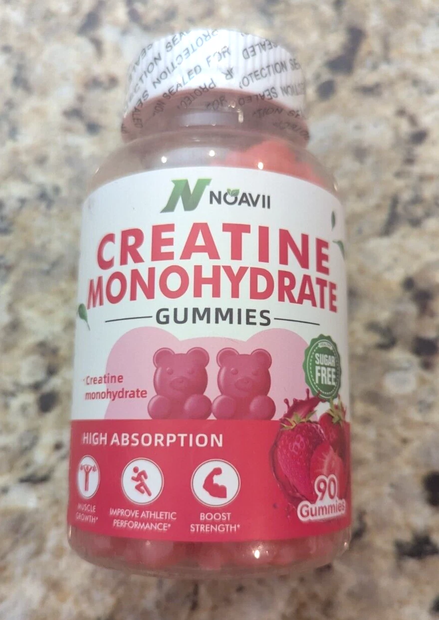 Noavii Creatine Monohydrate Gummies Strawberry Sugar Free 90 count exp: 11/2026
