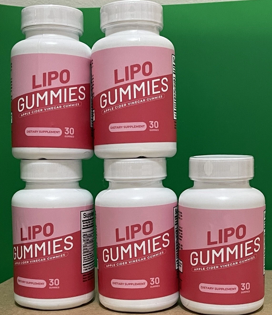 (5 Pack) Lipo Gummies Apple Cider Vinegar Gummies 30 (gummies) each bottle
