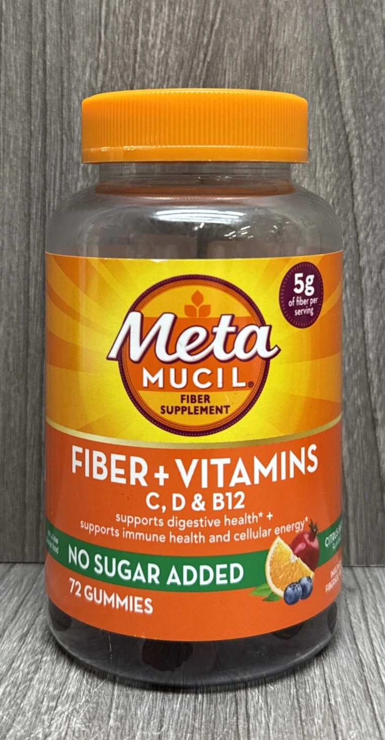 Metamucil Fiber Plus Vitamins C, D, & B12, 72 Gummies CITRUS BERRY EXP 08/2025
