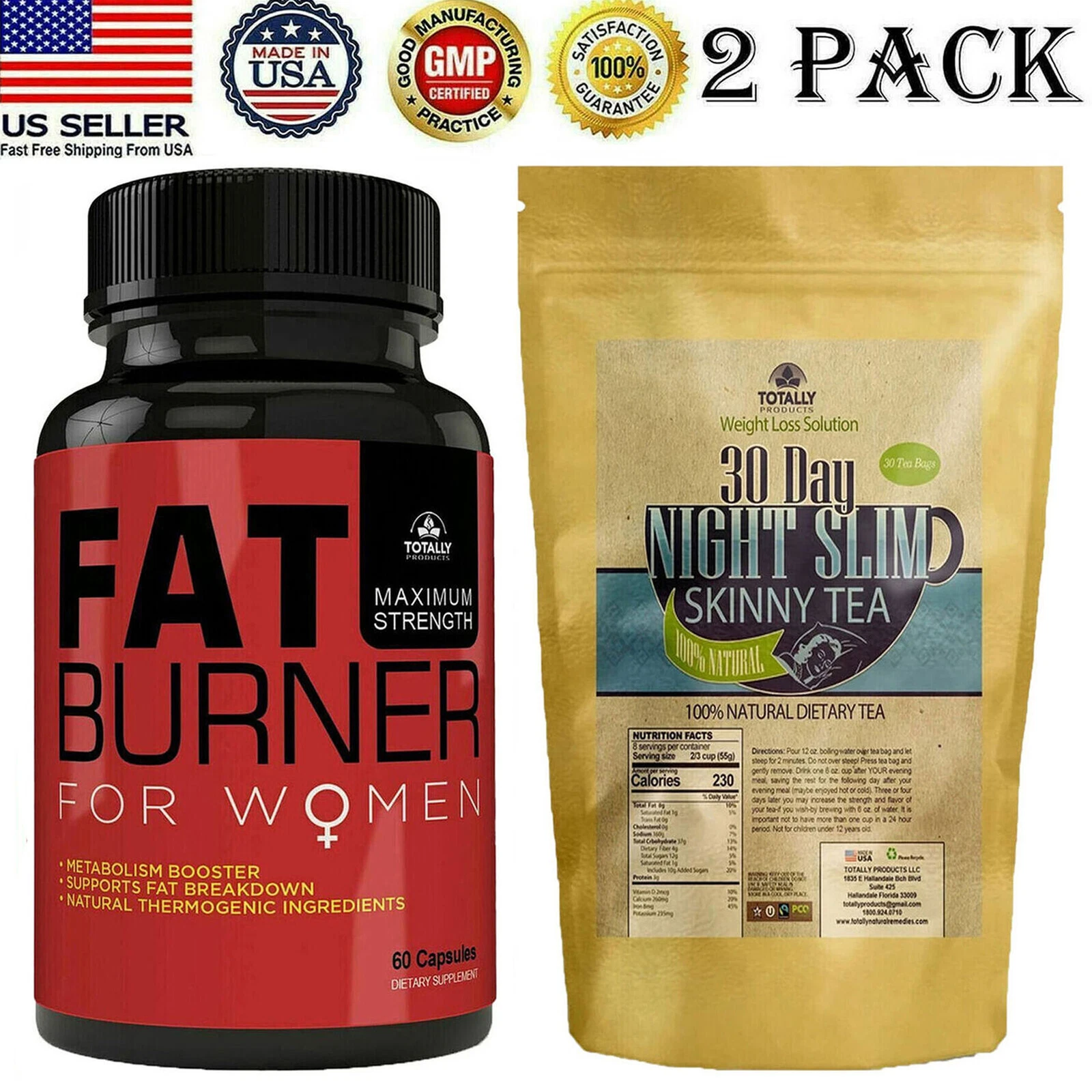 Women Fat Burner Capsules Night Slim Fat Burner Weight Loss Tea Bags Combo Pack