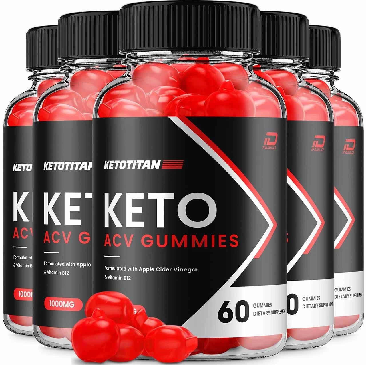 (5 Pack) Keto Titan ACV Gummies Supplements - KetoTitan 1000MG (300 Gummies)
