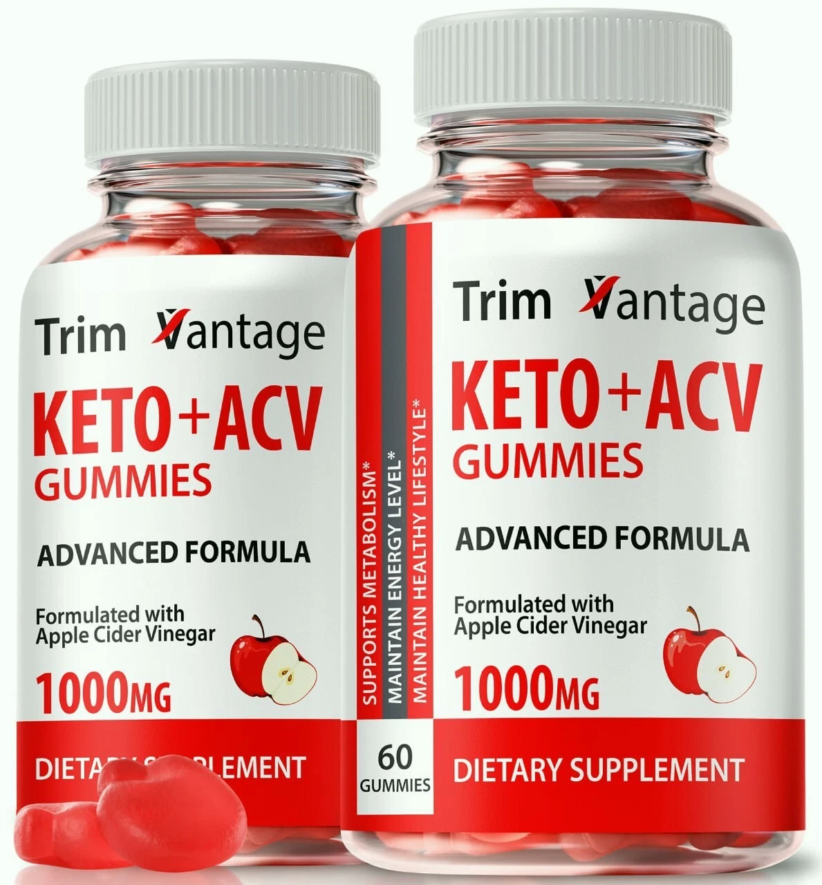 (2 Pack) Trim Vantage Keto + ACV Gummies, Advanced Weight Loss Gummy for Energy