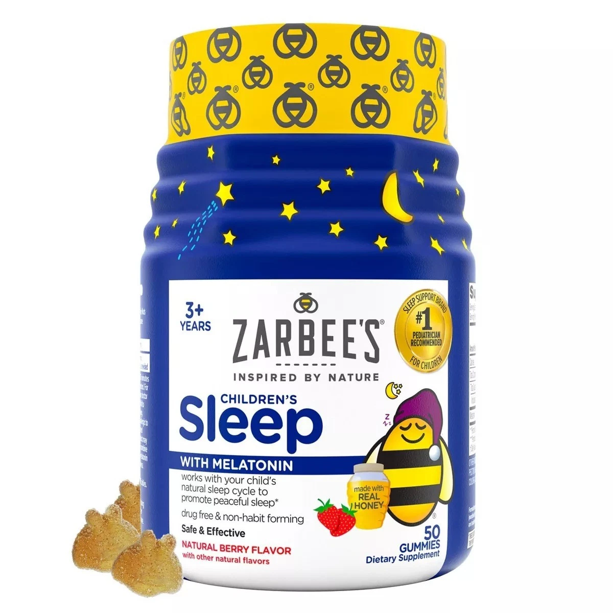 Zarbee's Kid's Sleep Gummies with Melatonin, Non-Habit Forming - Natural Berry