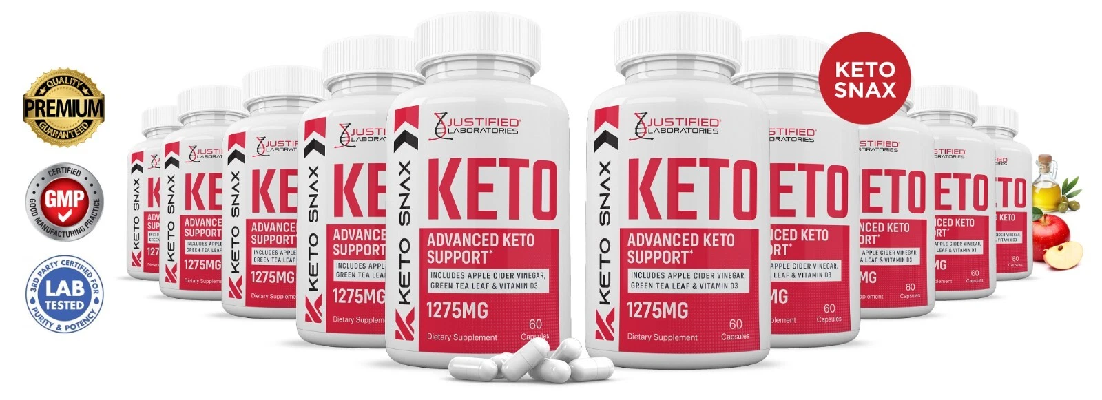 Keto Snax ACV Pills 1275 MG Stronger Than Gummies Keto Support 10 Bottle