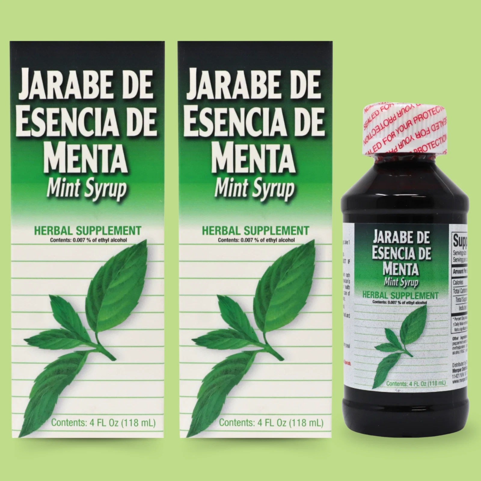 Menper Mint Syrup with Natural Peppermint Extract Supplement- 4 fl oz (2-Pack)