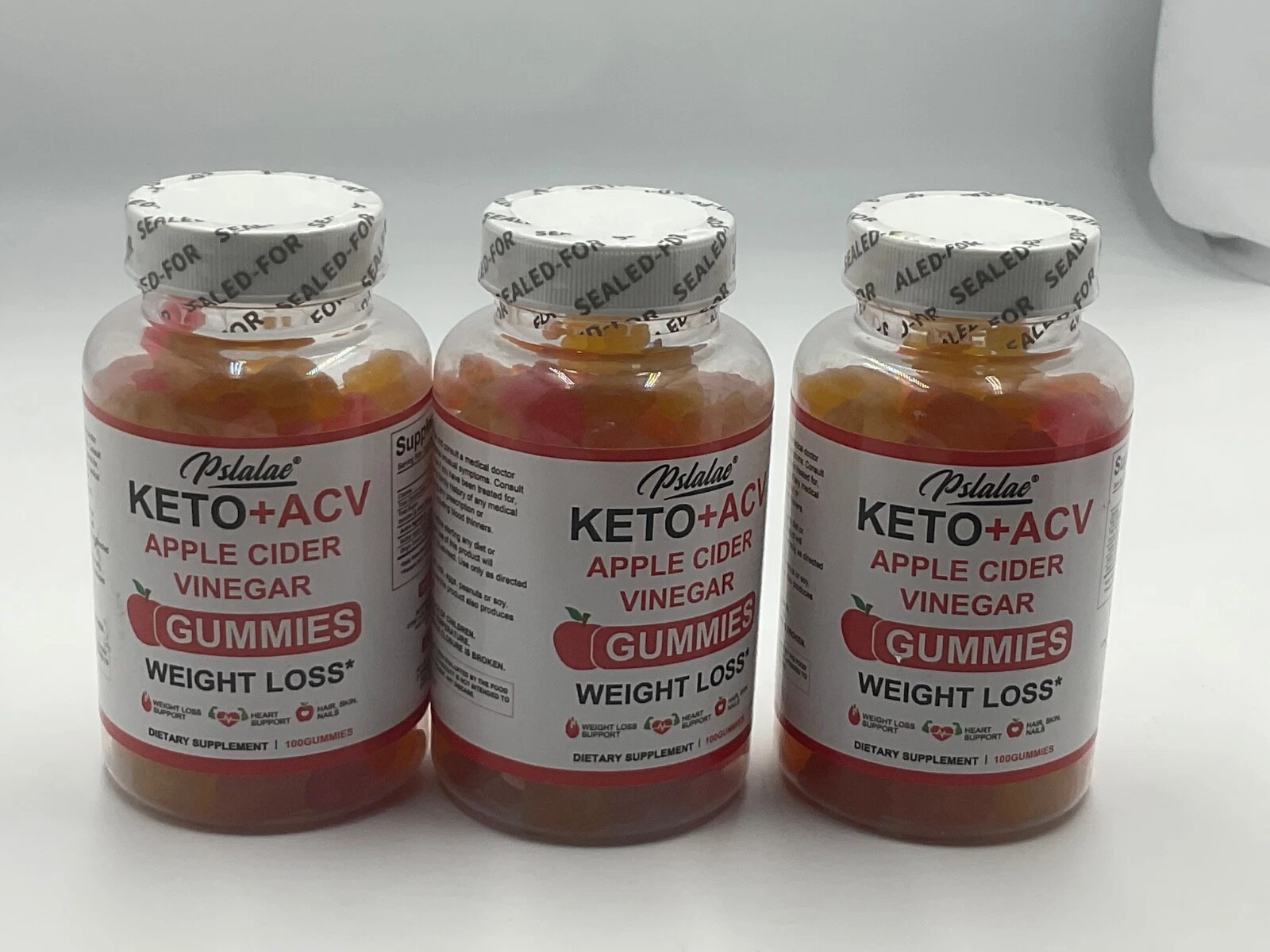 (3 Pack) Keto+ ACV Apple Cider Vinegar Gummies Weight Loss 300 total