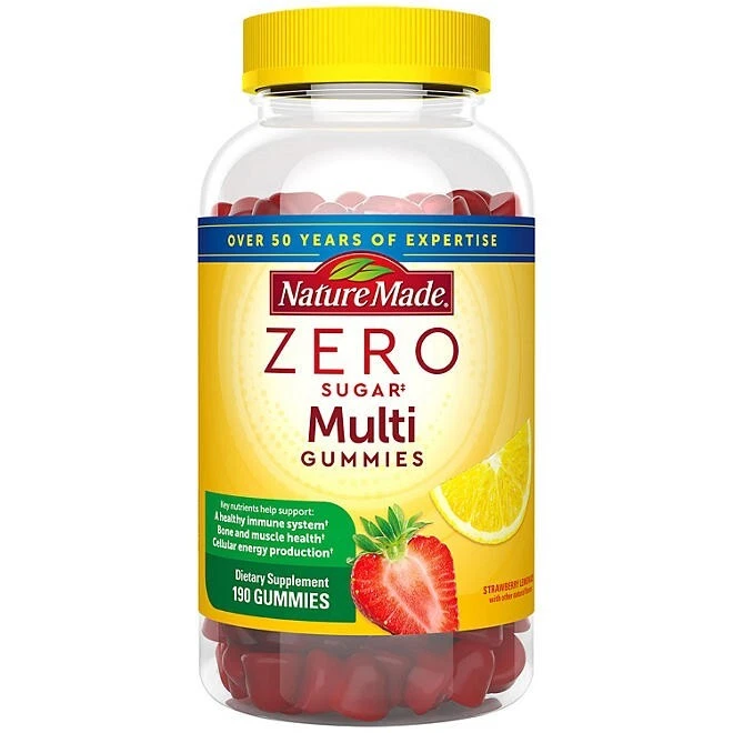 Nature Made Zero Sugar Multivitamin Gummies 190 Ct EXP 04/26