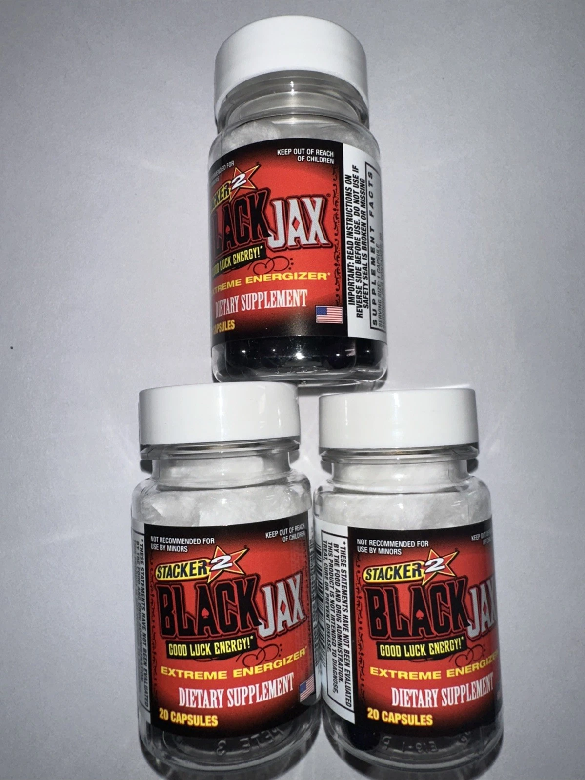 BLACK JAX by Stacker ENERGY Weight Loss Focus LOT OF 3 60 Pills Total