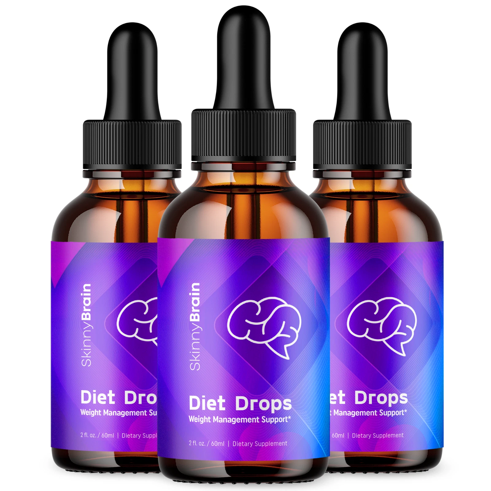 Skinny Brain Diet Drops - Liquid Drops for Weight Management & Support (3 Pack)