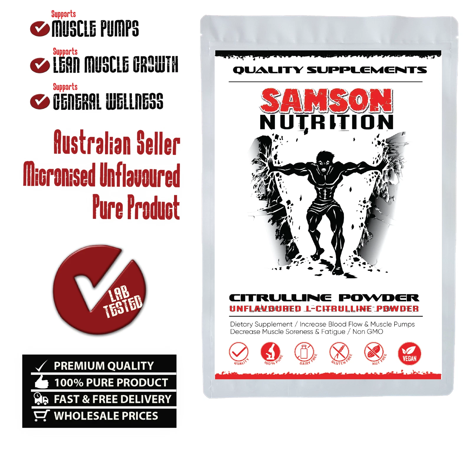 Citrulline Powder 500g, 100% Pure L-Citrulline, Amino Supplement, Muscle Health