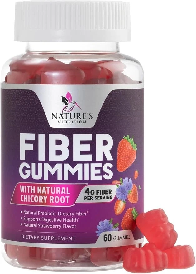 Fiber Gummies for Adults, 4g Gummy Fiber Supplement for Digestive Health Support