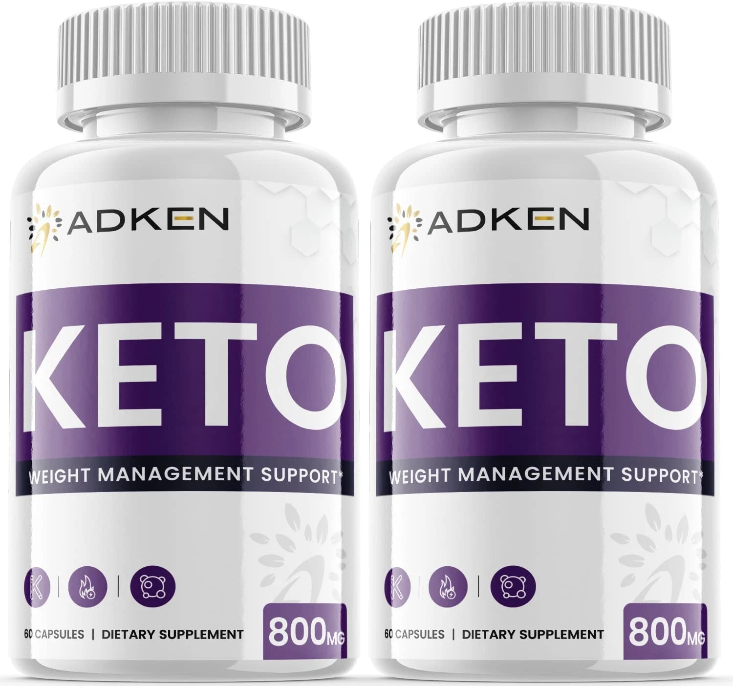 (2 Pack) Adken Keto Pills - Support Weight Loss & Fat Burn, Vegan - 120 Capsules