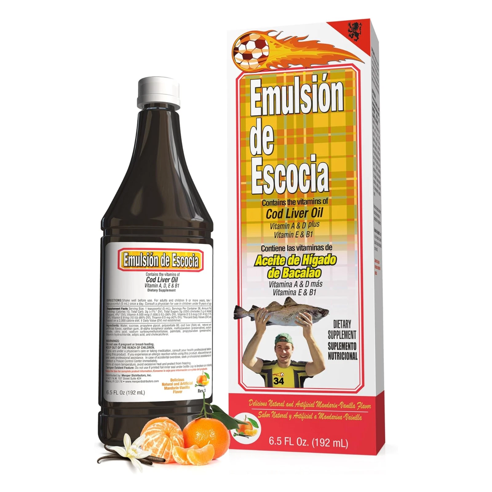 Emulsion De Escocia Cod Liver Oil & Vit A, D & E - Mandarin Vanilla 6.5 fl oz