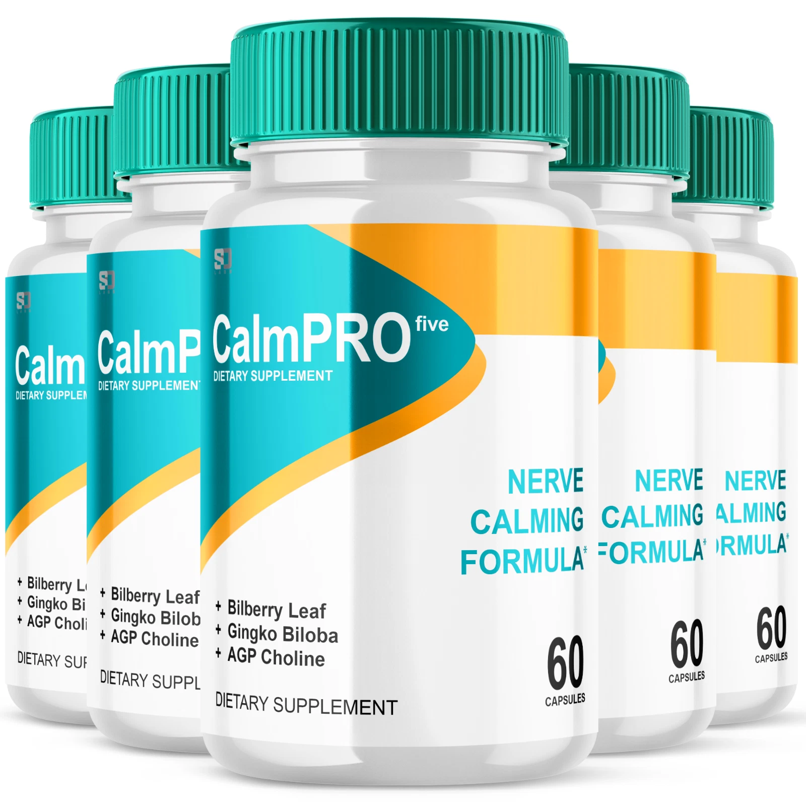 (5 Pack) CalmPro5 Calm Pro 5 Nerve Support Pills Calming Supplement 300 Capsules