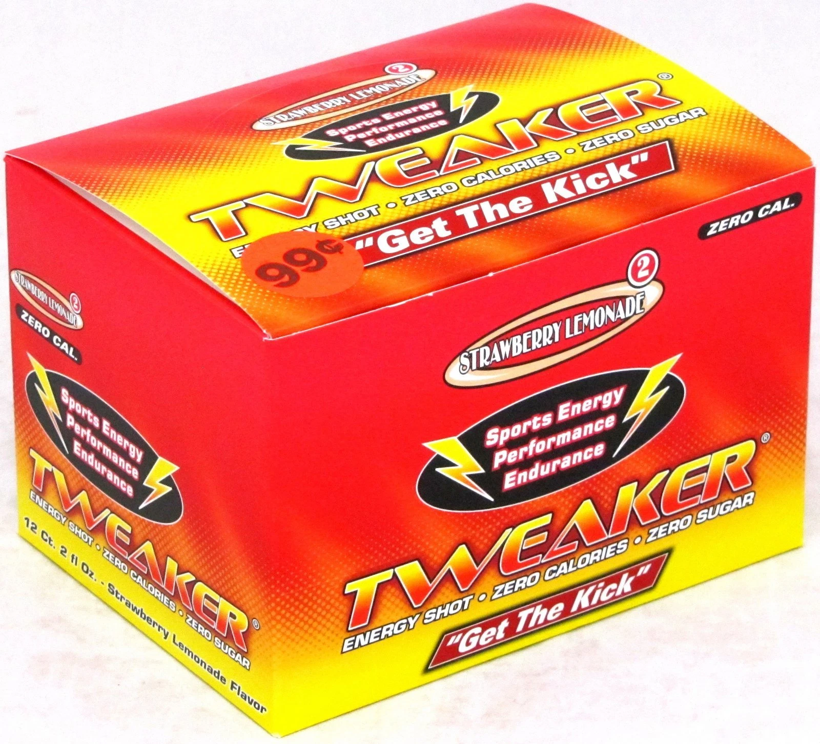 Tweaker Strawberry Lemonade Energy Shots Zero Calories 2 oz Bottles 12 Count Box