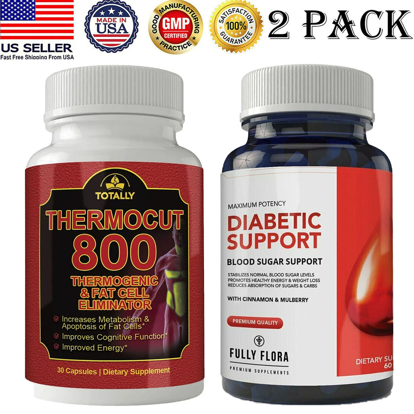 Thermocut 800 Thermogenic Fat Burn Weight Loss Blood Sugar Support Supplements