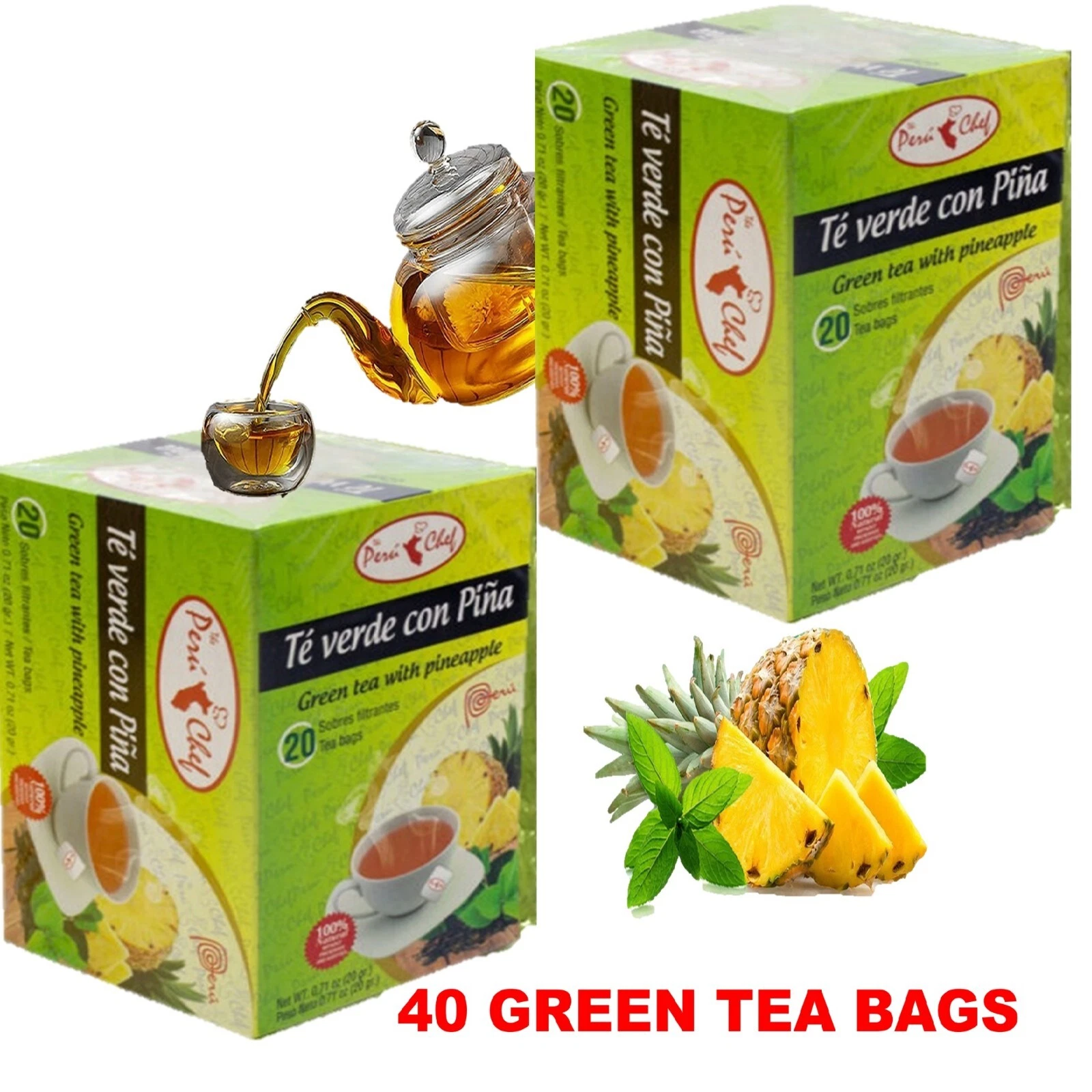 2 Pack Pineapple Green Tea detox no more bloating slim | Weight loss