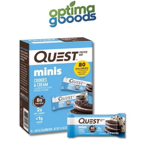 Quest Nutrition Mini Cookies & Cream Protein Bars, Low Carb, Keto, 14 Count.