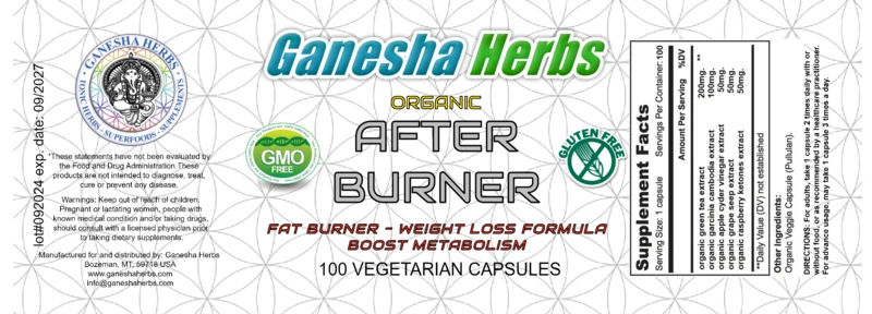 ORGANIC Fat Burner - Weight Loss formula bulk 1000 Capsules NO FILLERS