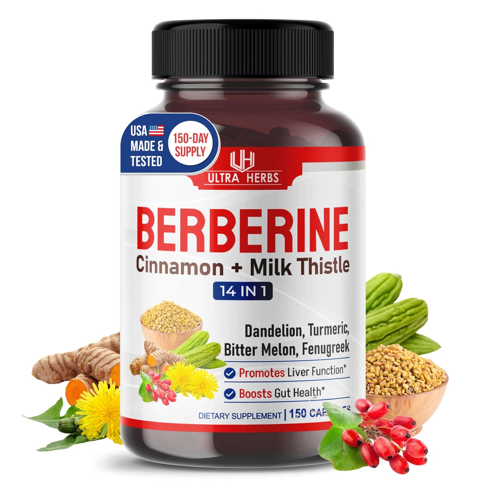 Berberine with Cinnamon and Milk Thistle for Liver and Gut Health