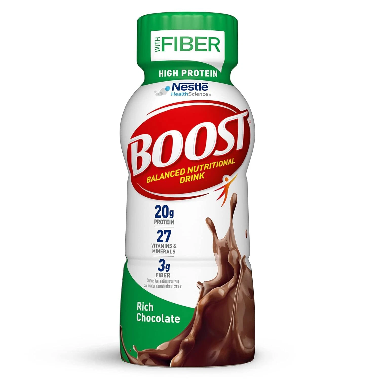 (24 Pack) BOOST High Protein & Fiber Complete Nutritional Drink, Chocolate, 8 Oz