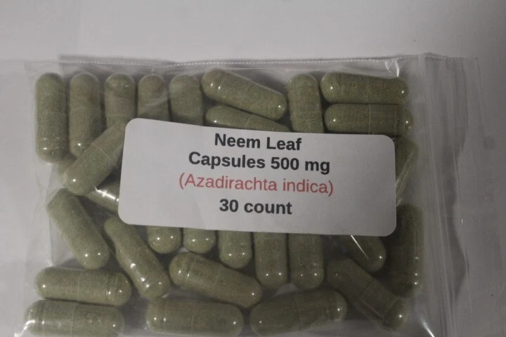 Neem Leaf Capsules (Azadirachta indica) 500mg - 30 count