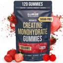 Creatine Monohydrate Gummies 5000 mg, Strawberry Flavor, 120 Sugar-Free Vegan...