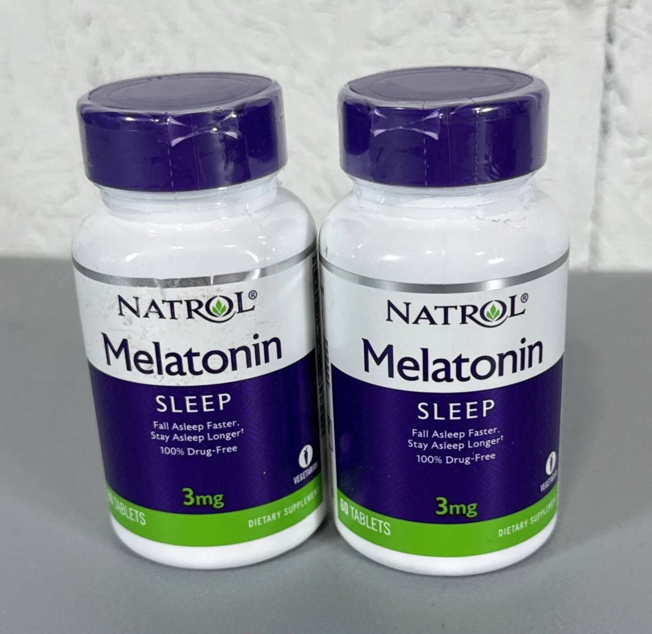 Lot Of 2 Natrol Melatonin for Sleep - 3mg 60 Tabs Each Exp 11/25 100% Drug Free
