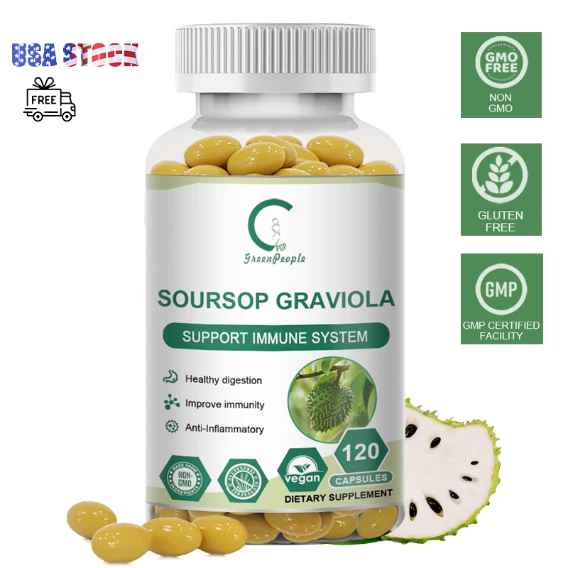Organic Soursop Graviola Leaves Graviola Capsules 1000mg 120Pills Support Immune