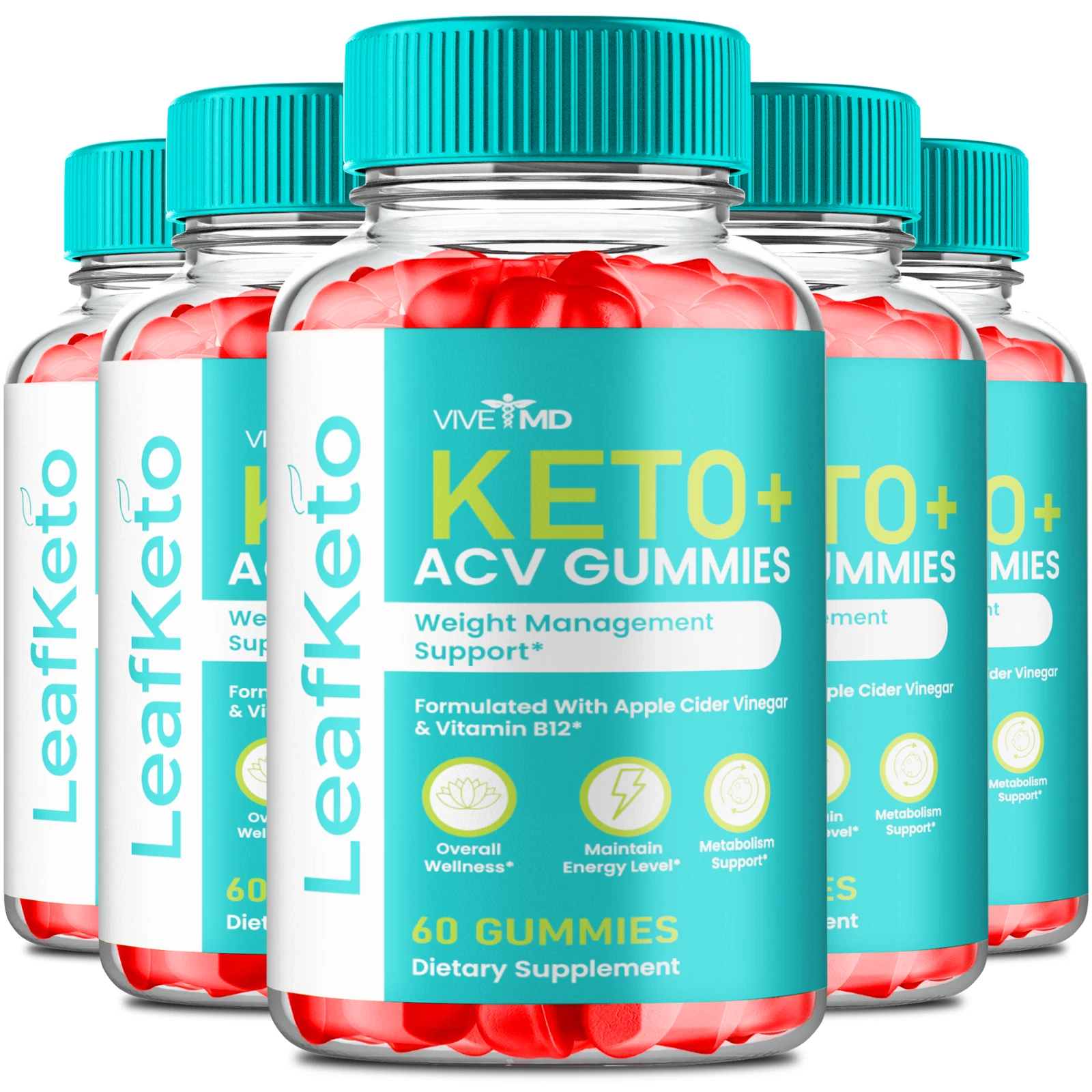 (5 Pack) Leaf Keto ACV Gummies for Advanced Weight Loss, Fat Burning & Energy