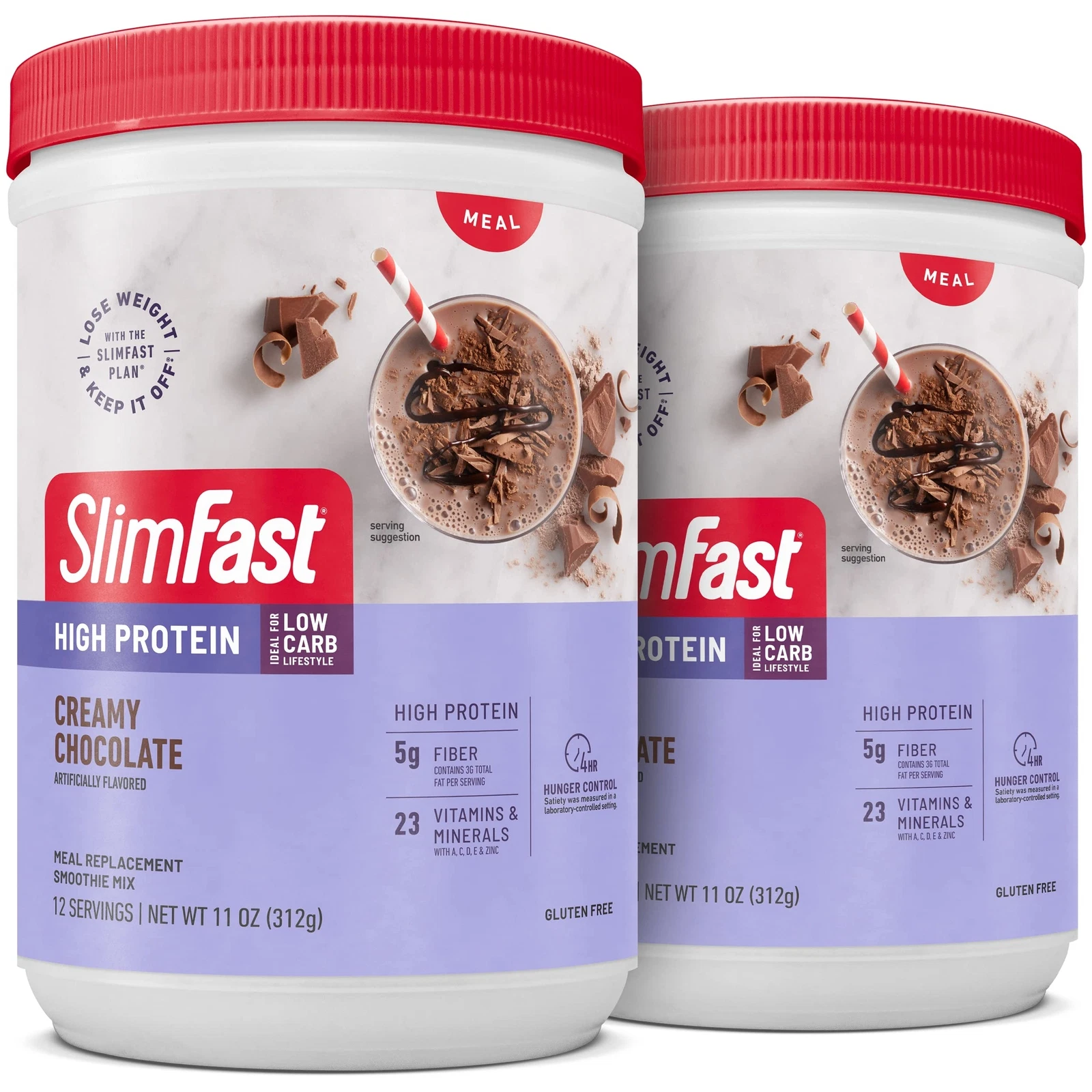 SlimFast High Protein Meal Replacement Shake Powder 12 Servings Pack of 2 Adv...
